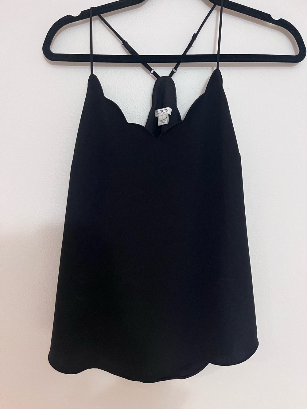 J. Crew Black Scalloped Neck Cami